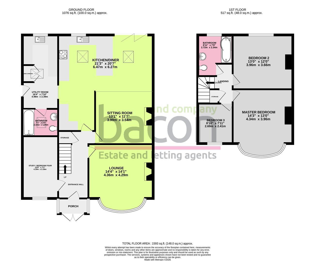 Floor Plan | House - Semi-Detached | Beaumont Road, Broadwater, Worthing, West Sussex, BN14 8HF | Sold - Subject to Contract